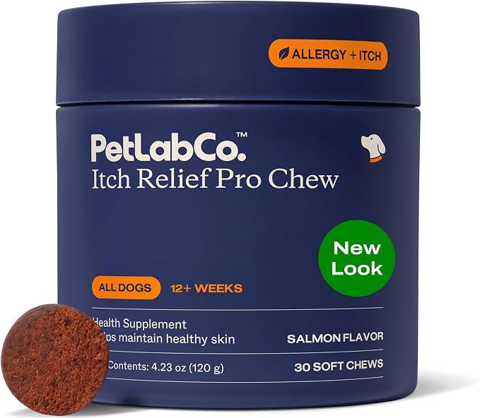 Salmon Itch Relief Chew Pro for Dogs – Omega 3 for Dogs Itch Supplement - Packed with Beneficial Fatty Acids for Healthy Skin – Seasonal Allergies Support - Packaging May Vary