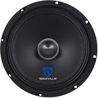 Rockville RXM84 8 Inch 250W Peak / 125W RMS 4 Ohm Mid-Bass/Mid-Range Car Audio Speaker, Kevlar Reinforced Cone, CEA Compliant, High SPL, for Car Audio Enthusiasts, 2-piece