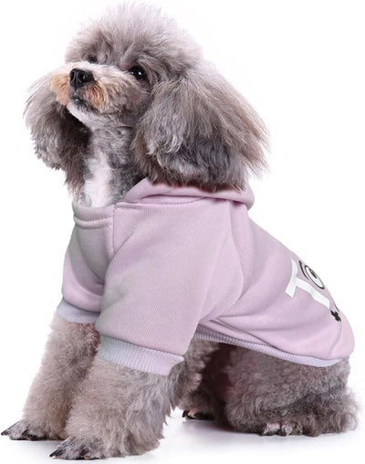 Jecikelon Print Dog Hoodies for Small Dogs, Soft Fleece Puppy Clothes for Pet Cat, Warm Winter Outfits Cold Weather Coats, Cute Sweatshirt Puppies Costume (Light Purple, XX-Small)