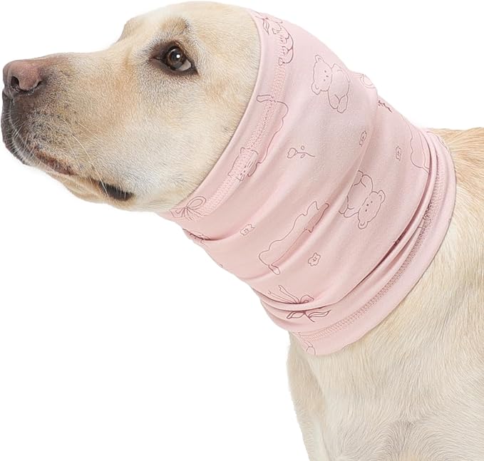 No Shake Ear Wraps for Dogs Hematoma-Dog Ear Cover for Bath &Grooming,Dog Head Wrap Ears Protection Dogs Thunderstorm,Fireworks,Calming Comfort for Anxiety Relief,Vet Visit,Separation,Pink,M