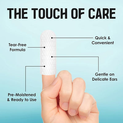 Vila Ear Finger Wipes for Dogs, Suitable for Cats, Pre-Moistened Cotton Sleeve, Grooming Accessory, Gentle Formula for Odor and Wax Management, Travel-Friendly, 50 Pcs. Per Pack