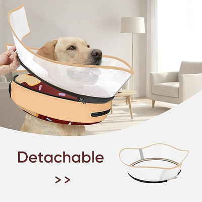 Supet Raised Inflatable Dog Cone After Surgery - Adjustable Recovery Donut Collar with Removable Shield to Stop Licking Wounds & Protect Stitches - Soft Dog Cone Alternative for Large Dogs (Brown,XXL)
