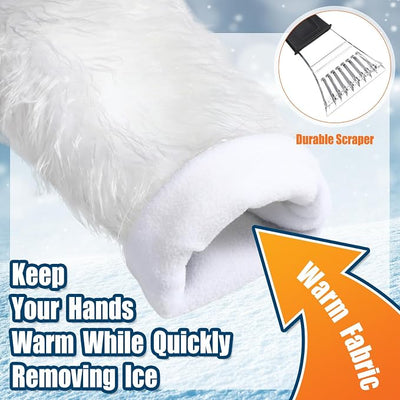 2 Pcs Ice Scraper with Glove Car Windshield Scraper Thickened Warm and Waterproof Snow Scraper for Car Cleaning Scraper for Mitt Quickly Scrape and Remove Snow