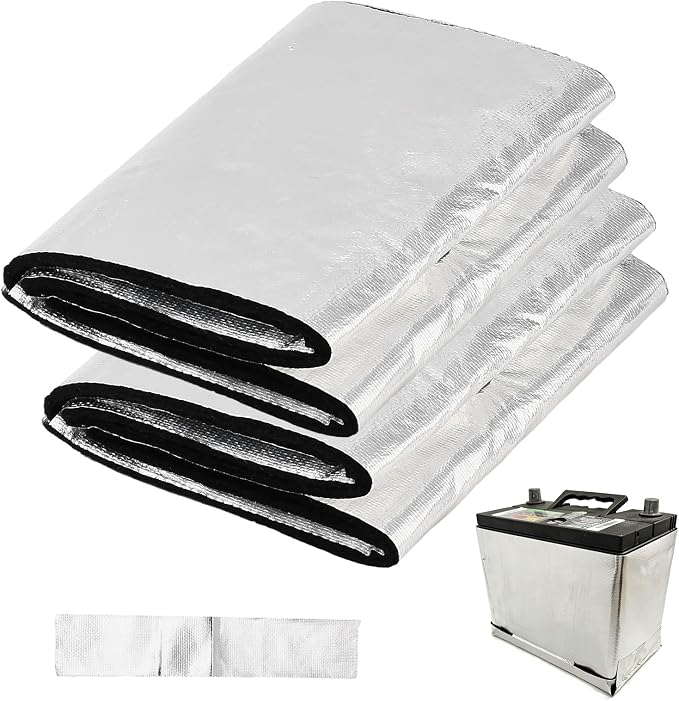 XhuangTech 7.5’’×40’’ Car Battery Insulation Kit, 3MM Battery Insulation Cover Extreme Temperature Protection, Thermal Wrap Heat Shield Blanket for Car Truck RV Boat, Reduce Heat Damage