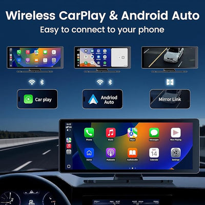 11.26" Carplay Screen for Car,4K Dash Cam,Portable Tablet for Apple Android Auto,Voice Touch Control GPS Navigation,Stereo Audio Radio,Rear Backup Camera,Bluetooth,Wireless Mirror for Truck