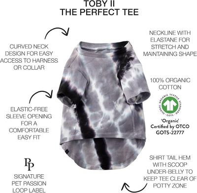 Pet Passion Toby II - The Perfect Tee, 3 Pack Short Sleeve Pet T-Shirt 100% Organic Cotton Tees Clothes for Small, Medium, Large Dogs, Black Sand Tie Dye, Large (40-60 lbs)
