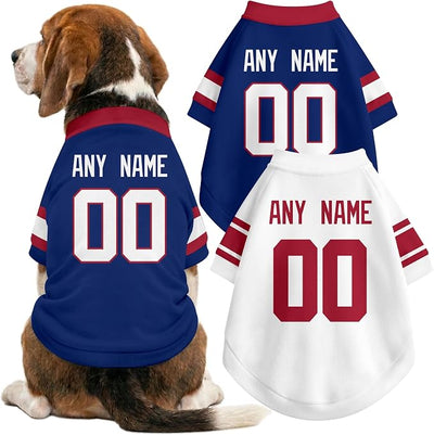 New York Dog Clothes Jersey Style Personalized Pet T Shirt with Custom Name Number for Small Medium Large Dogs