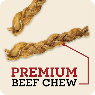 Redbarn Pet Products 7" Braided Bully Sticks for Dogs - Natural, Grain-Free, Highly Palatable, Long-Lasting Dental Chews Sourced from Free-Range, Grass-Fed Cattle, 3-Count, Pack of 12