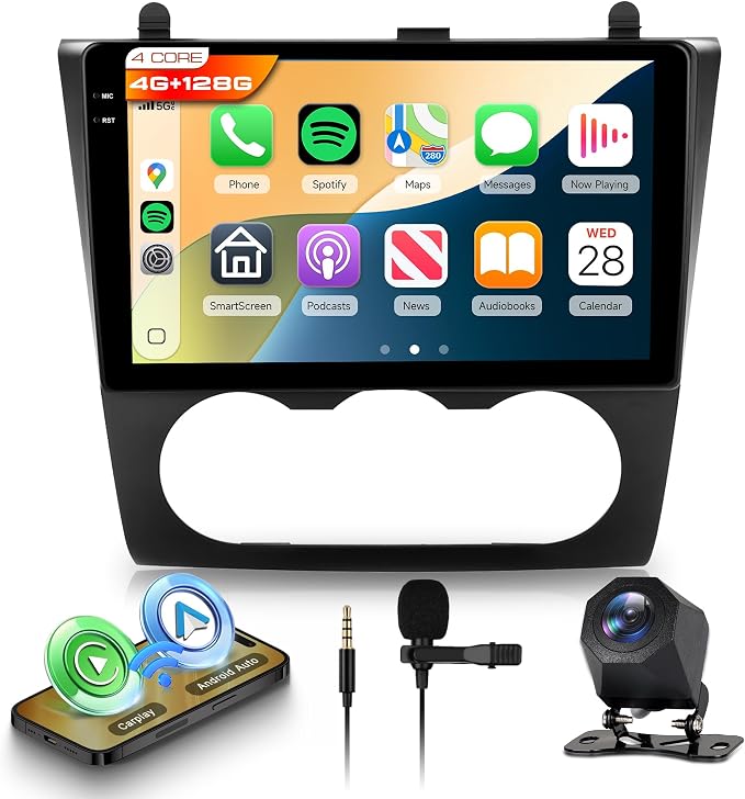 Android Car Radio for Nissan Altima 2008-2012 with Wireless CarPlay Android Auto, Orderich 4G+128G 9 Inch Touchscreen Car Stereo Mirror Link GPS Navigation WiFi Bluetooth FM RDS EQ SWC Backup Camera