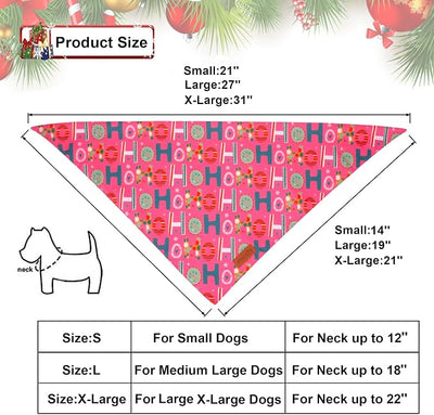 PTDECOR Christmas Dog Bandana, Reversible Holiday Xmas Pet Scarf, Multi Size, Pink Blue Christmas Bandanas for Small Dogs Pets (Pink&Blue, Small)