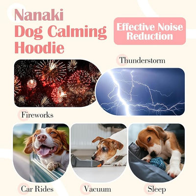 Nanaki Soft Dog Calming Hoodie For Fireworks,4th Of July,Thunderstorm-Dog Ear Muffs Noise Protection For Vacuum Car Ride,Ear Covers For Bath,Grooming,Force Drying, Blow,Snoods for Dogs Mealtime,Pink S