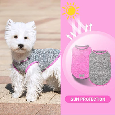 KYEESE 2Pack Dog Shirt, Lightweight Sun Protection Sleeveless Dog T Shirts for Medium Large Dogs Girl, Breathable Pet Reflective Tank Top Summer Dogs Clothes for Outdoor Walking, Grey+Hotpink, 2XL