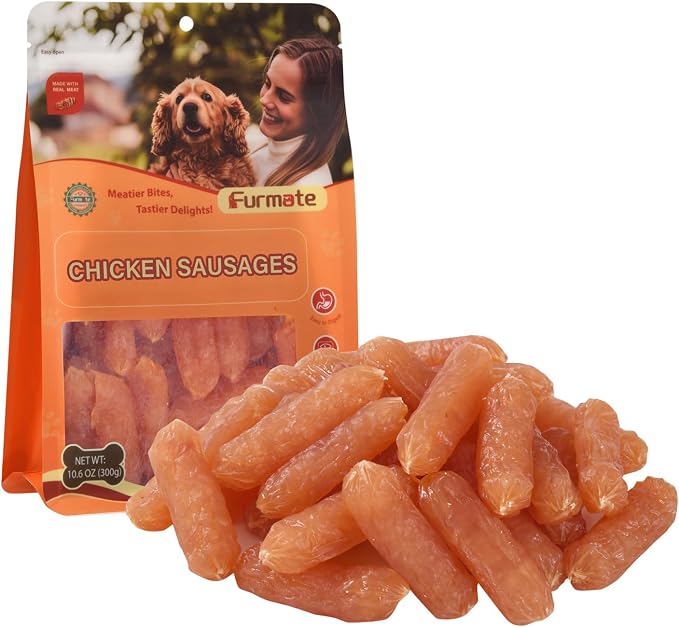Soft Chicken Sausage Dog Treats, Slow Roasted Chicken Jerky for Dogs High Protein, Grain-Free Rawhide-Free Training Rewards Treats w/Glucosamine Chondroitin for Small Medium Large Dogs 10.6 oz