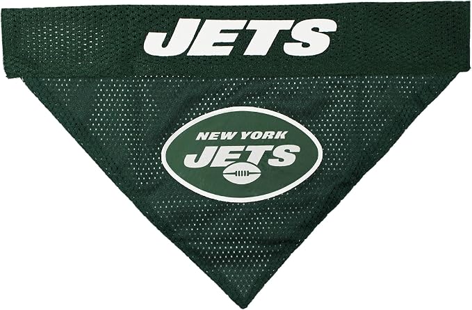 Pets First NFL DOG BANDANA - NEW YORK JETS REVERSIBLE PET BANDANA. 2 Sided Sports Bandana with a PREMIUM Embroidery TEAM LOGO, Small/Medium. - 2 Sizes & 32 NFL Teams available