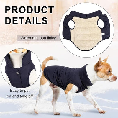Syhood 2 Pieces Dog Jacket 2 Layers Fleece Lined Dog Jacket Warm Soft Windproof Small Pet Coat for Winter Cold Weather(M,Navy,Green)
