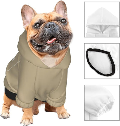 Dog Clothes, Custom Dog Hooded Sweatshirt, Personalized Pet Costume Robe Shirt with Text/Image/Club Name/Pet Shop Logo for Small Medium Large Dogs and Cats, Khaki, XS