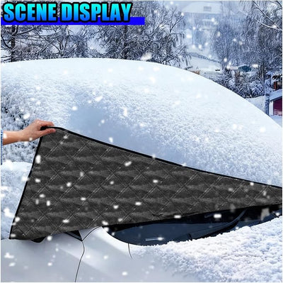Magnetic Car Windshield Snow Cover, 4 Layers Winter Automotive Windshield Frost Protective Cover with Side Mirror Protector, All-Weather Vehicle Exterior Accessories for Sedan SUV (S)