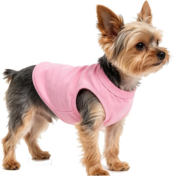 Pink Girl Dog Shirts Blank Pet Clothes Female Puppy Outfits Cat Kitten Tank Top Rabbit Bunny Apparel (Neck Girth 10.24'')