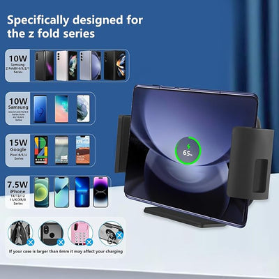 15W Wireless Car Charger Mount for Galaxy Z Fold 5/4/3 car Mount | Fast Charging Phone Holder for Galaxy Z Fold 5/4/3/2/S22 Ultra, iPhone 15/14/13 Pro Max,Google Pixel 6 Pro