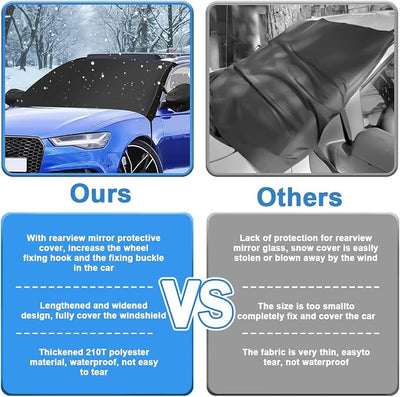 Mandark Car Windshield Cover for Ice and Snow, Waterproof Oxford Vehicle Sun Shade Defense Frost Protector with Side Mirror Cover, Auto Windscreen Protective Guard, Universal for Most Cars