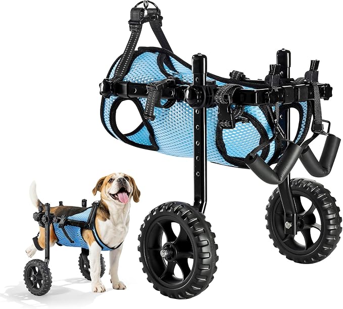 Dog Wheelchair for Back Legs, Lightweight 2 Wheels Pet Wheelchair, Height, Width & Length Adjustable, Dog Cart with Shock-Absorbing Wheels, for Injured, Disabled Dogs