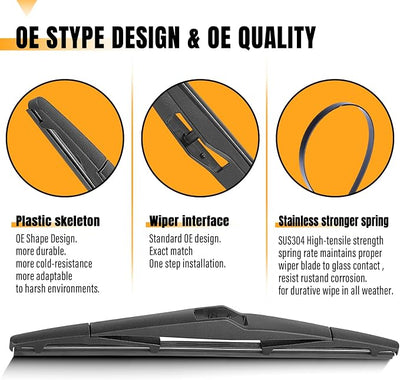 AUTOBOO 12 Rear Wiper Blade Replacement For 2011-2016 Kia Sportage,Hyundai Elantra 09-12,Hyundai Tucson IX35 10-15,I30 - Original Equipment Replacement- 12" (Pack of 1)