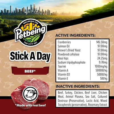 Stick a Day for Dogs | Daily Real Meat Dog Chew Sticks with 7-in-1 Wellness Support | Dog Treats with Vitamins & Nutrients for Daily Routine | Chicken Flavor, 28 Count