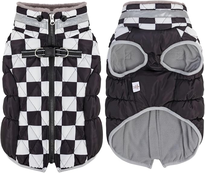 CuteBone Waterproof Winter Coat with Harness, Reflective Warm Jacket with Zipper for Cold Weather, Snowsuit for Small Medium Large Dogs YRFN16XXL