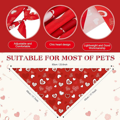 Weewooday 50 Pcs Valentine's Day Dog Bandanas Bulk for Dogs Soft Bibs Adjustable Triangle Heart Lips Bandana for Small Medium Large Pet Costume(Valentine, 25.6 x 17.7 x 17.7 Inch)