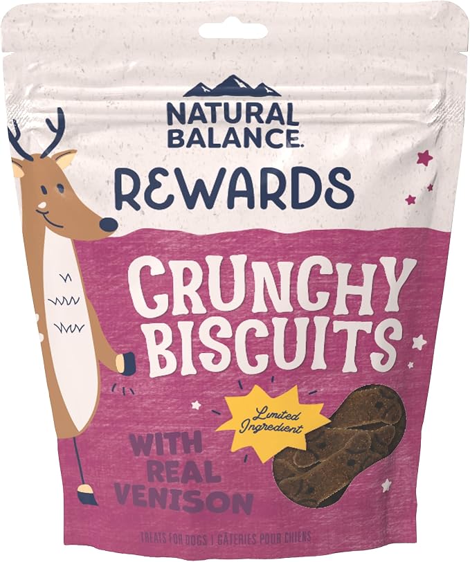 Limited Ingredient Rewards Crunchy Biscuits, Grain-Free Dog Treats for Adult Dogs of All Breeds, Venison Recipe, 14 Ounce (Pack of 1)
