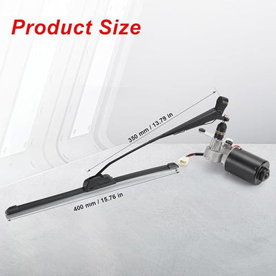 Electric UTV Windshield Wiper Kit, Universal 12V UTV Electric Windshield Wiper Motor Kit Compatible with Polaris RZR Ranger Mule Teryx, 16" Windshield Wiper Blade, 90 Degree Wipe Motor