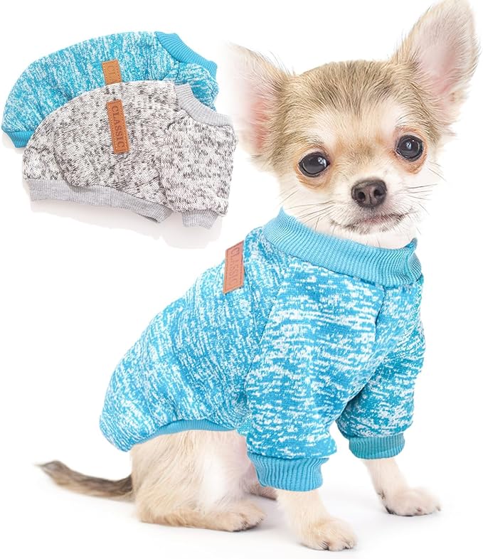 2 Pieces Dog Sweaters for Small Dogs Winter Fleece Puppy Sweaters Warm Outfit Pet Small Dog Sweater for Boy Girl Dogs Yorkie, Chihuahua, Bulldog, Dachshund, Pug, X-Large