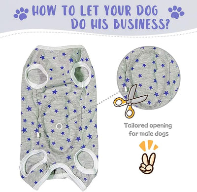 Dog's Recovery Suit Post Surgery Shirt for Puppy, Small Dog Surgical Recovery Suit for Female Male Dogs, Dog Onesie Protect Surgical Wound(Grey Stars-l)