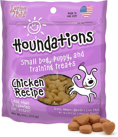 Loving Pets Houndations Chicken Dog Training Treats | All Natural | 2.6 Calories Per Treat | Grain-Free, Wheat-Free, Gluten-Free & Corn-Free | For Small Dogs & Puppies, 4 oz