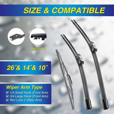 5 PLUS® Windshield Wipers Replacement for 2024-2021 Chevy Tahoe Suburban/GMC Yukon Yukon XL,Silicone Water Repellent Wiper Blades-22"/22"/13"(Set of 3), OEM Fit, All-Season, Easy Installation