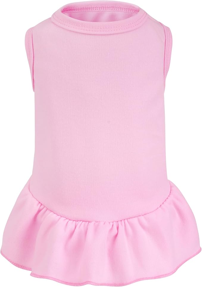 Dog Dresses Cat Skirt Solid Color Dog Clothes Summer Sleeveless Puppy Girl Clothes for Small Pet Dogs Cats (Pink, Large)