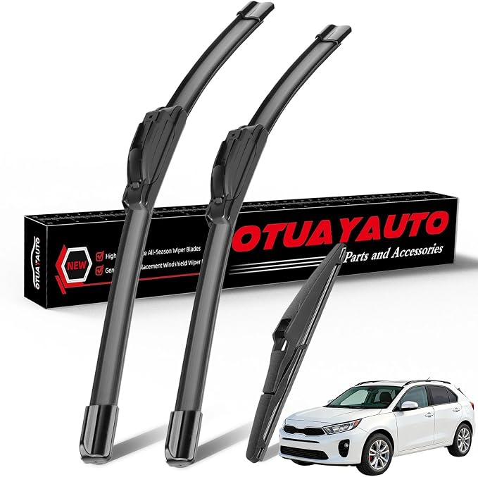 OTUAYAUTO Windshield Wipers Replacement for Kia Rio 2013-2017 All-Extreme Weather Performance Quiet No Trace Front Rear Wiper Blades U/J Hook 26"+16"+11" (Pack of 3)