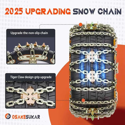 2025 Upgrading Tire Chains, Snow Chains, Anti-slip for Trucks Car SUV RV, Emergency Tire Chains, Tire Width 225-285 mm, Set of 6(No Damage To The Car After Breaking, To Avoid High Maintenance Costs)