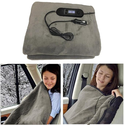 Auto Battery Heating Blanket, 12V Heated Blanket Battery Operated for Camping, Electric Car Heating Fleece Blanket, Portable Heated Blanket Waterproof, USB Electric Throw Blanket Cordless wit