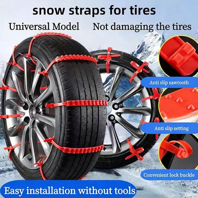 20 PCS Universal Emergency Tire Chains, Adjustable Plastic Anti-skid Ties, zip tie snow chains for Most Cars, SUV Trucks, zip tie snow chains, Reusable Portable Security Cable Belts