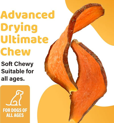 iPaw Sweet Potato Chews for Dogs, Single Ingredient Dog Treats for Vegetarian, All Natural Human Grade Puppy Chew, Rawhide Alternative, Hypoallergenic, Easy to Digest, 3 Packs