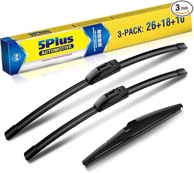 5 PLUS Custom-Fit Wipers fits Toyota Highlander 2020-2026 Windshield Wipers | 26"+18"+10" Front Rear Wipers Set,OEM Original Equipment Replacement,All-Seasons,Streak-Free Wiping,Quiet Clear Visibility