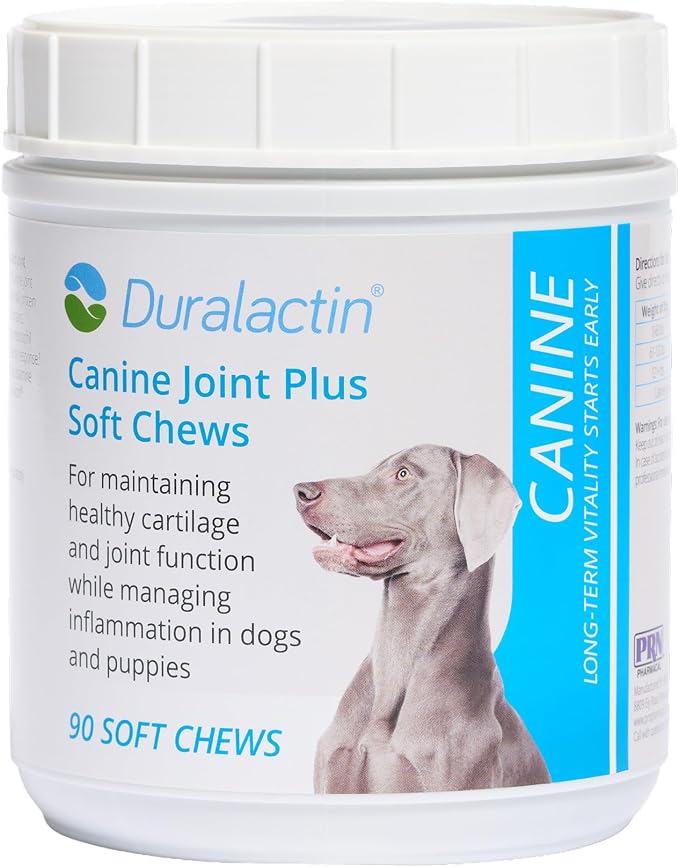 PRN Pharmacal Duralactin Canine Joint Plus Soft Chews - Joint Health Supplement for Dogs & Puppies - Pet Mobility Support - 90 Soft Chews