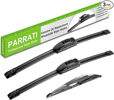 PARRATI® Windshield Wiper Blades for Fiat 500 2012-2019, 3 Pack | 24/14 Inch Front +11 Inch Rear, OEM Replacement, Ultra Quiet, No Streaks All Weather Wiping