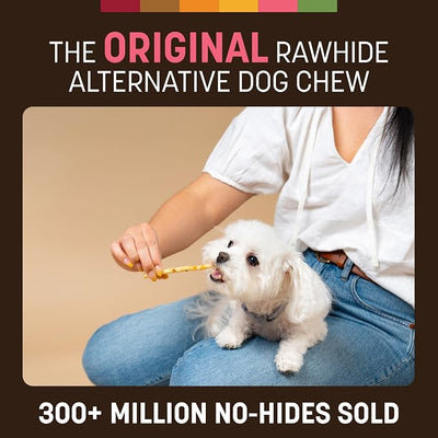 Earth Animal No Hide Stix - Long Lasting Rawhide Free Small Dog Chews Sticks, Salmon - 80 Count Extra Value Pack