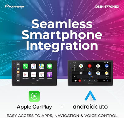 Pioneer DMH-1770NEX Double-DIN Digital Multimedia Receiver, Wired Apple CarPlay and Android Auto, 6.8” Capacitive Touchscreen