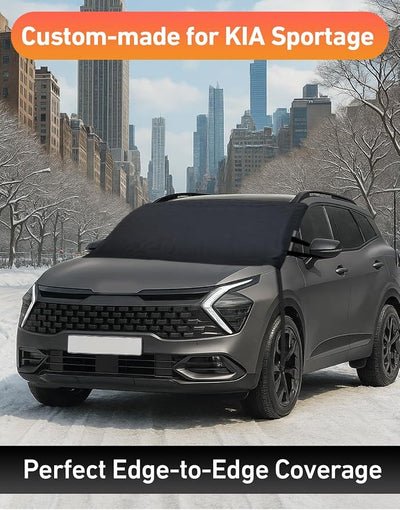 EcoNour Car Snow Cover Compatible for Kia Sportage | Windshield Cover for Ice and Snow with S-Hook Straps | Heavy-Duty 600D Oxford Winter Car Cover, Waterproof & Anti-Slip
