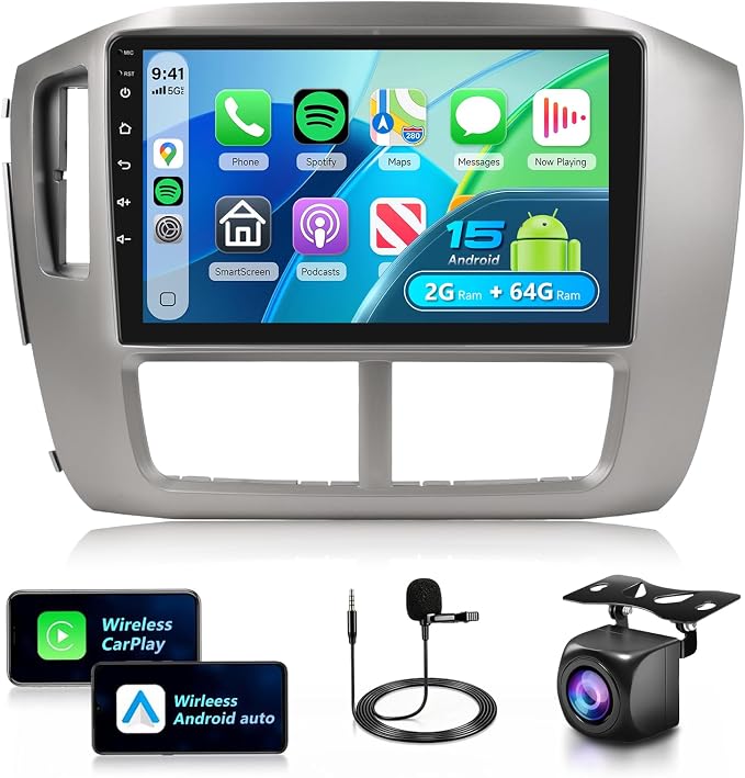 Car Stereo for Honda Pilot 2006 2007 2008 Wireless Carplay Android Auto,9" Touch Screen Radio, Android 15/GPS/5G WiFi/EQ DSP Audio/Bluetooth/SWC/Backup Camera 4Core+64G