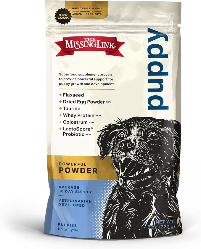 Puppy 8oz Supplement – Superfood Powder Promotes Growth & Development, Supports Immunity, Digestion, Bones, Skin & Coat of Dog