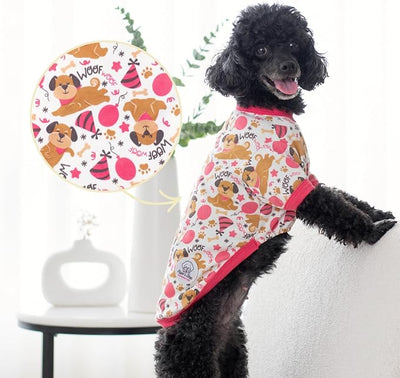 Pippo's Shop 2 Pack Dog Shirt Premium Peruvian Cotton, Fashionable and Cute Pet Apparel, Lightweight Stretch Puppy Soft Breathable T-Shirt (Bee & Pup-Girl Pack, Large)